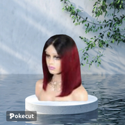 Burgundy 4*4 bob wig
