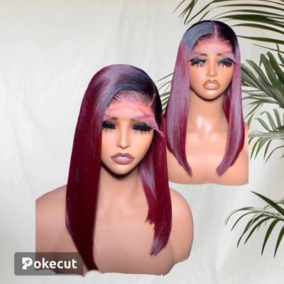 Burgundy 4*4 bob wig