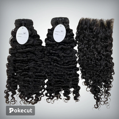 2 bundles Burmese curly 16inc with 14 inches closer