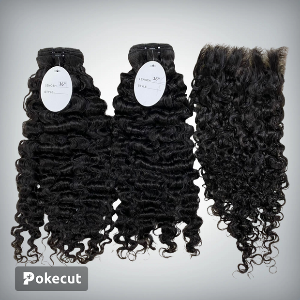 2 bundles Burmese curly 16inc with 14 inches closer