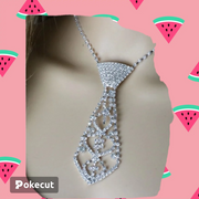 Fashion Bridal Inlay Full Rhinestone Tie Shaped Necklace
