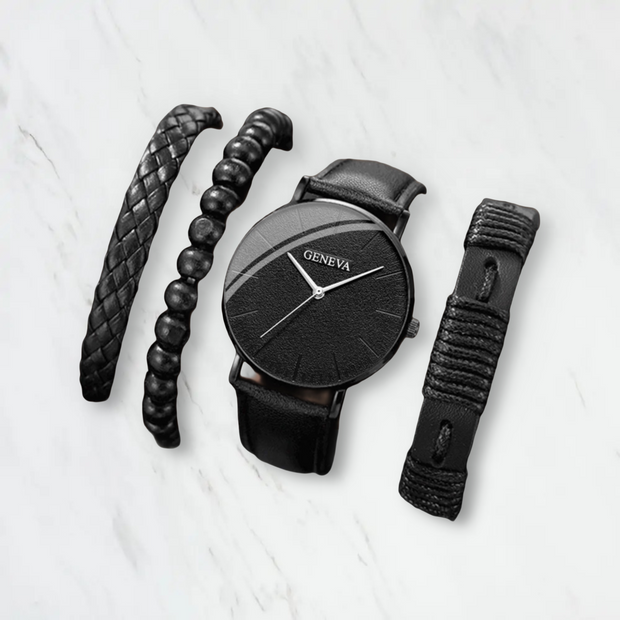 Casual leather buckle quartz men’s watch