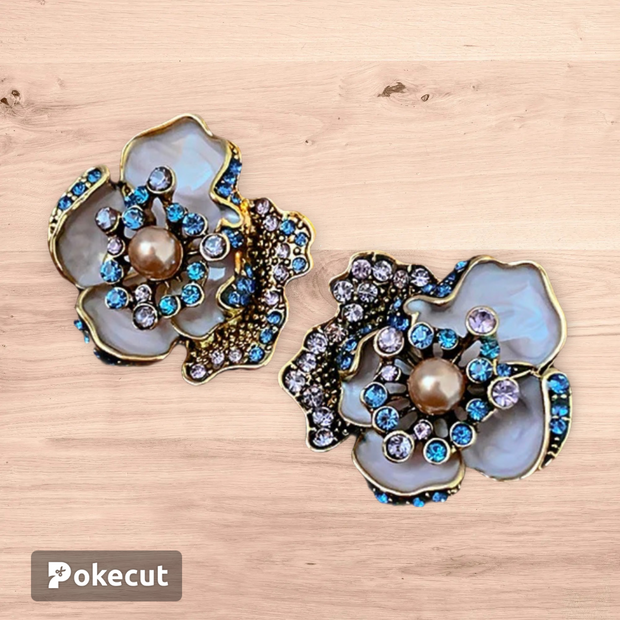 Women luxurious flower plant artificial pearl electroplating jewellery sets