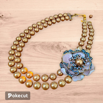 Women luxurious flower plant artificial pearl electroplating jewellery sets