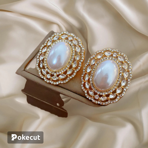 Women luxurious flower plant artificial pearl electroplating jewellery set