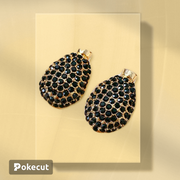 Women luxurious droplet bell heart alloy diamond inlay earrings