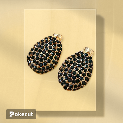 Women luxurious droplet bell heart alloy diamond inlay earrings