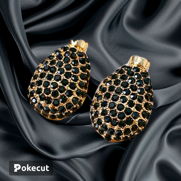 Women luxurious droplet bell heart alloy diamond inlay earrings