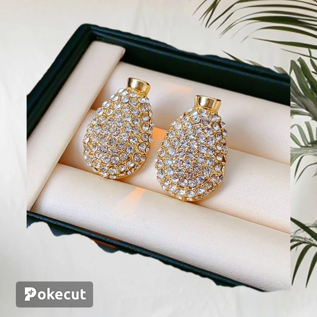 Women luxurious droplet bell heart alloy diamond inlay jewellery set