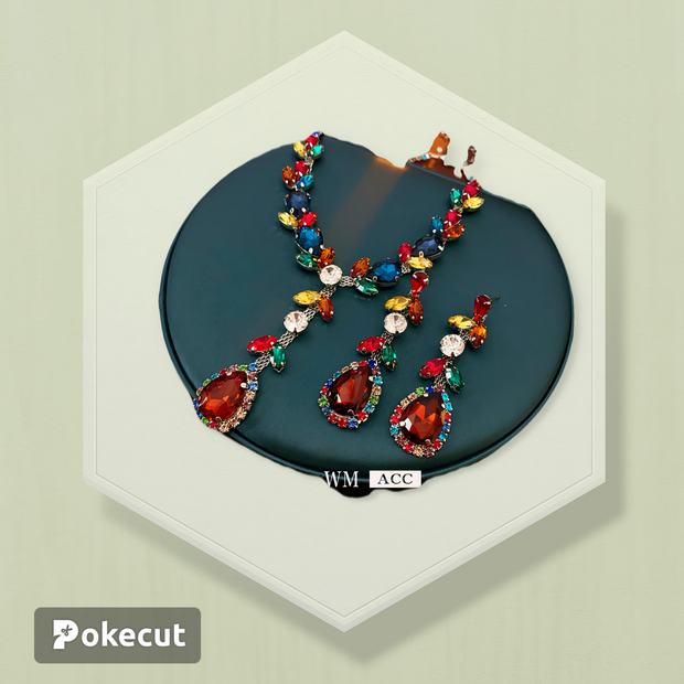 Women luxurious droplet bell heart copper electroplating jewellery set